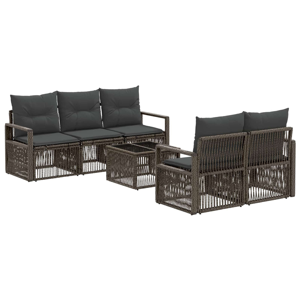 vidaXL Tuinbank Set 6 st Zwart poly rattan