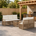 vidaXL Tuinbank Set 6 st Zwart poly rattan