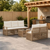vidaXL Tuinbank Set 6 st Zwart poly rattan