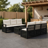vidaXL Tuinbank Set 7 st Zwart poly rattan
