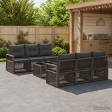 vidaXL Tuinbank Set 7 st Zwart poly rattan