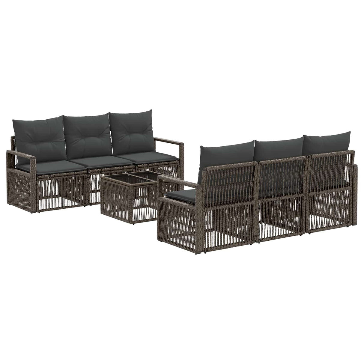vidaXL Tuinbank Set 7 st Zwart poly rattan