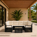 vidaXL Garden Sofa Set 7 pcs Black poly rattan
