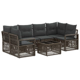 vidaXL Garden Sofa Set 7 pcs Black poly rattan