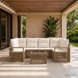 vidaXL Garden Sofa Set 7 pcs Black poly rattan