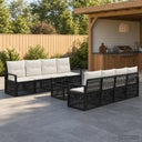 vidaXL Tuinbank Set 9 st Zwart poly rattan