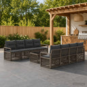 vidaXL Tuinbank Set 9 st Zwart poly rattan