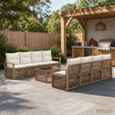 vidaXL Tuinbank Set 9 st Zwart poly rattan
