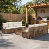 vidaXL Tuinbank Set 9 st Zwart poly rattan