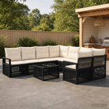 vidaXL Tuinbank Set 9 st Zwart poly rattan