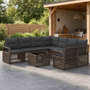 vidaXL Tuinbank Set 9 st Zwart poly rattan