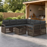 vidaXL Tuinbank Set 9 st Zwart poly rattan