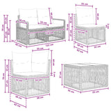 vidaXL Tuinbank Set 9 st Zwart poly rattan