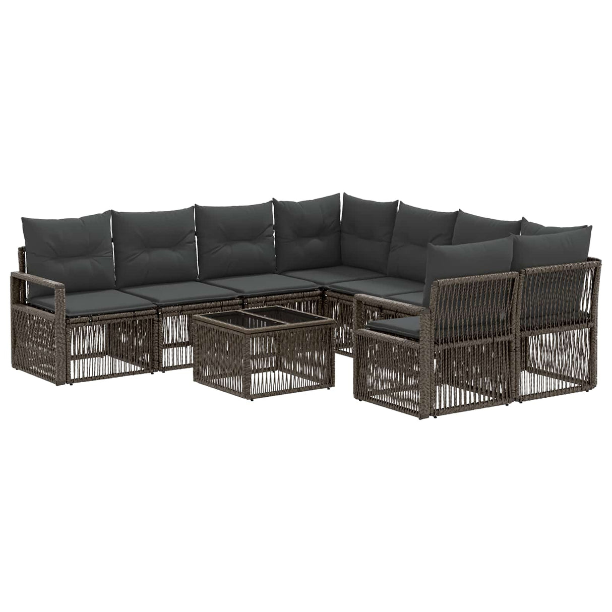 vidaXL Tuinbank Set 9 st Zwart poly rattan
