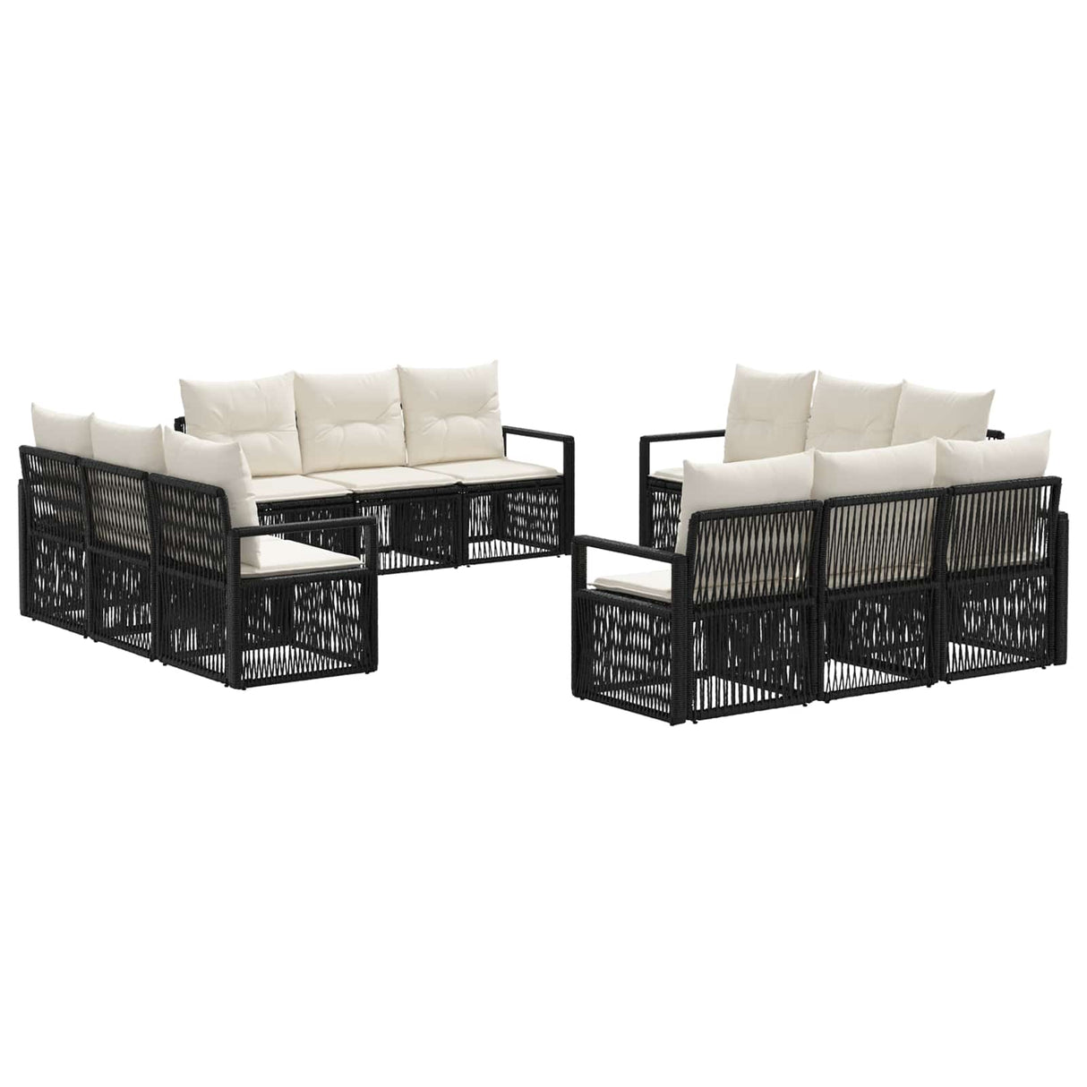 vidaXL Garden Sofa Set 13 pcs Black poly rattan