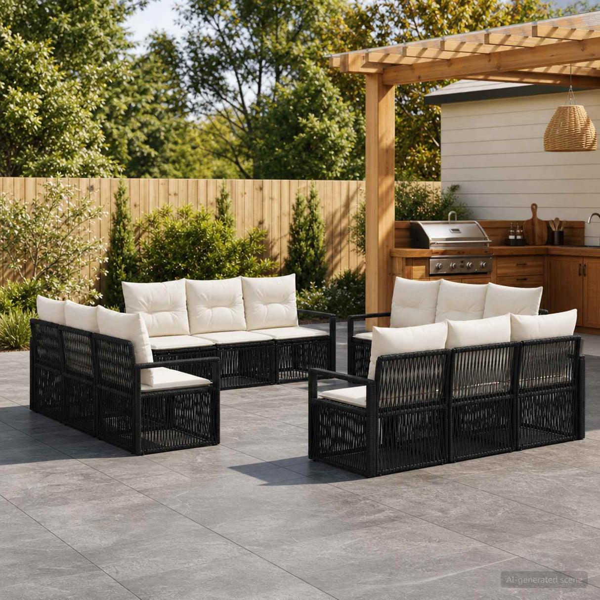 vidaXL Garden Sofa Set 13 pcs Black poly rattan
