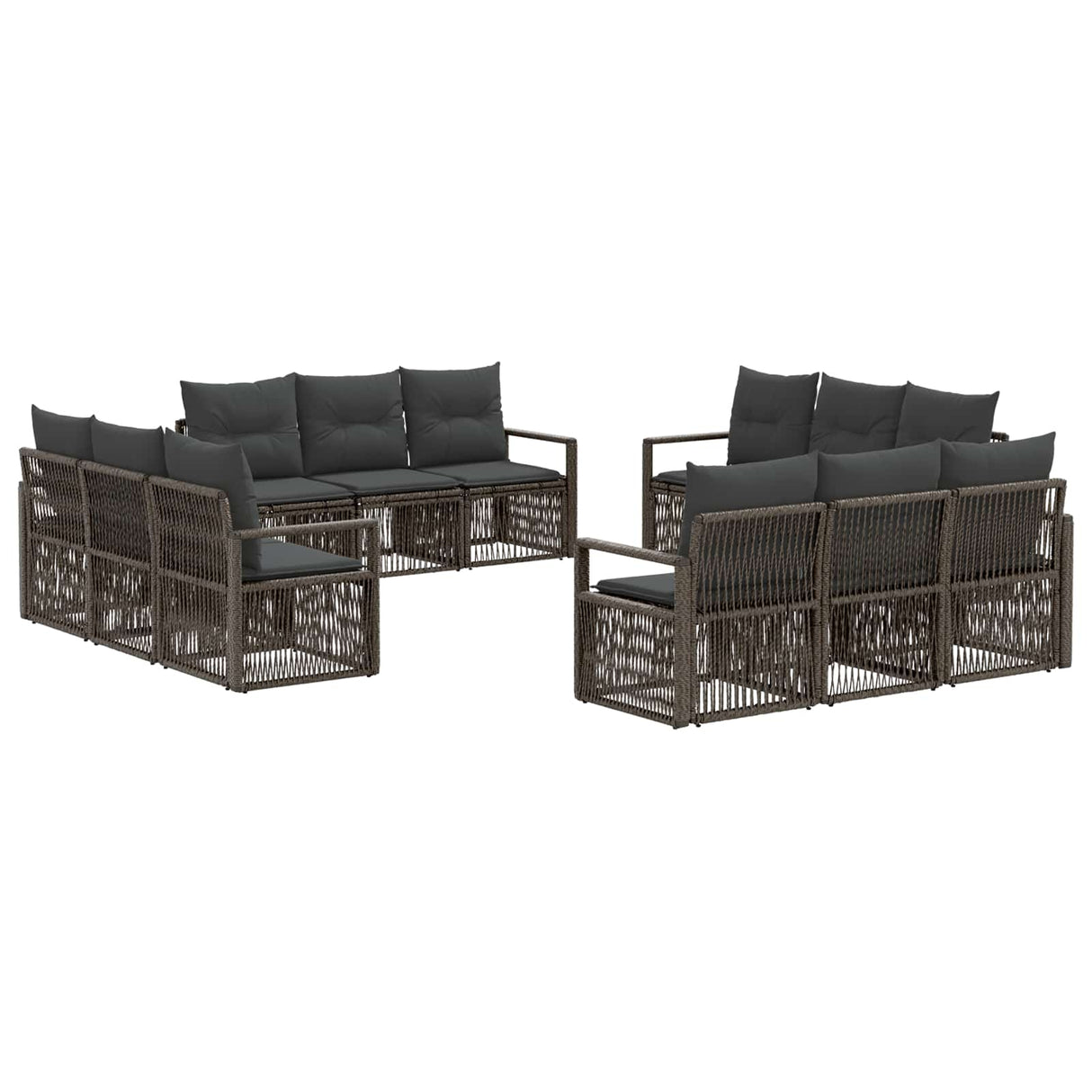 vidaXL Garden Sofa Set 13 pcs Black poly rattan