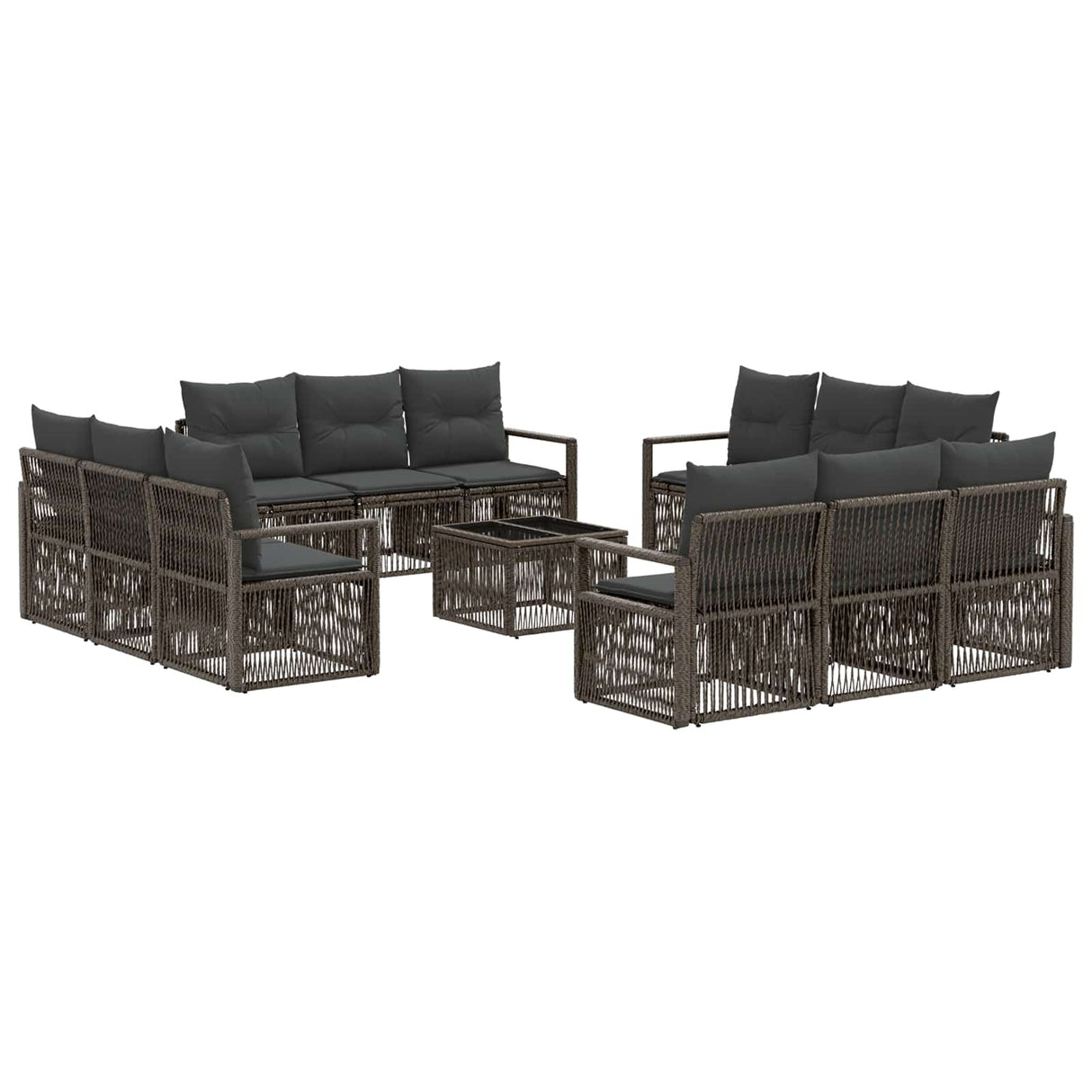 vidaXL Garden Sofa Set 13 pcs Black poly rattan