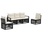 vidaXL Tuinbank Set 6 pcs Zwart poly rattan