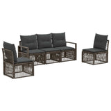vidaXL Tuinbank Set 6 pcs Zwart poly rattan