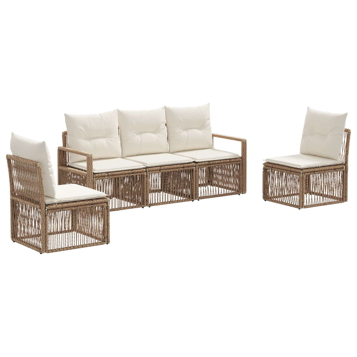 vidaXL Tuinbank Set 6 pcs Zwart poly rattan