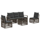 vidaXL Tuinbank Set 6 pcs Zwart poly rattan