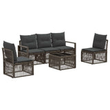 vidaXL Tuinbank Set 6 pcs Zwart poly rattan