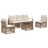 vidaXL Tuinbank Set 6 pcs Zwart poly rattan