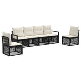 vidaXL Tuinbank Set 7 pcs Zwart poly rattan
