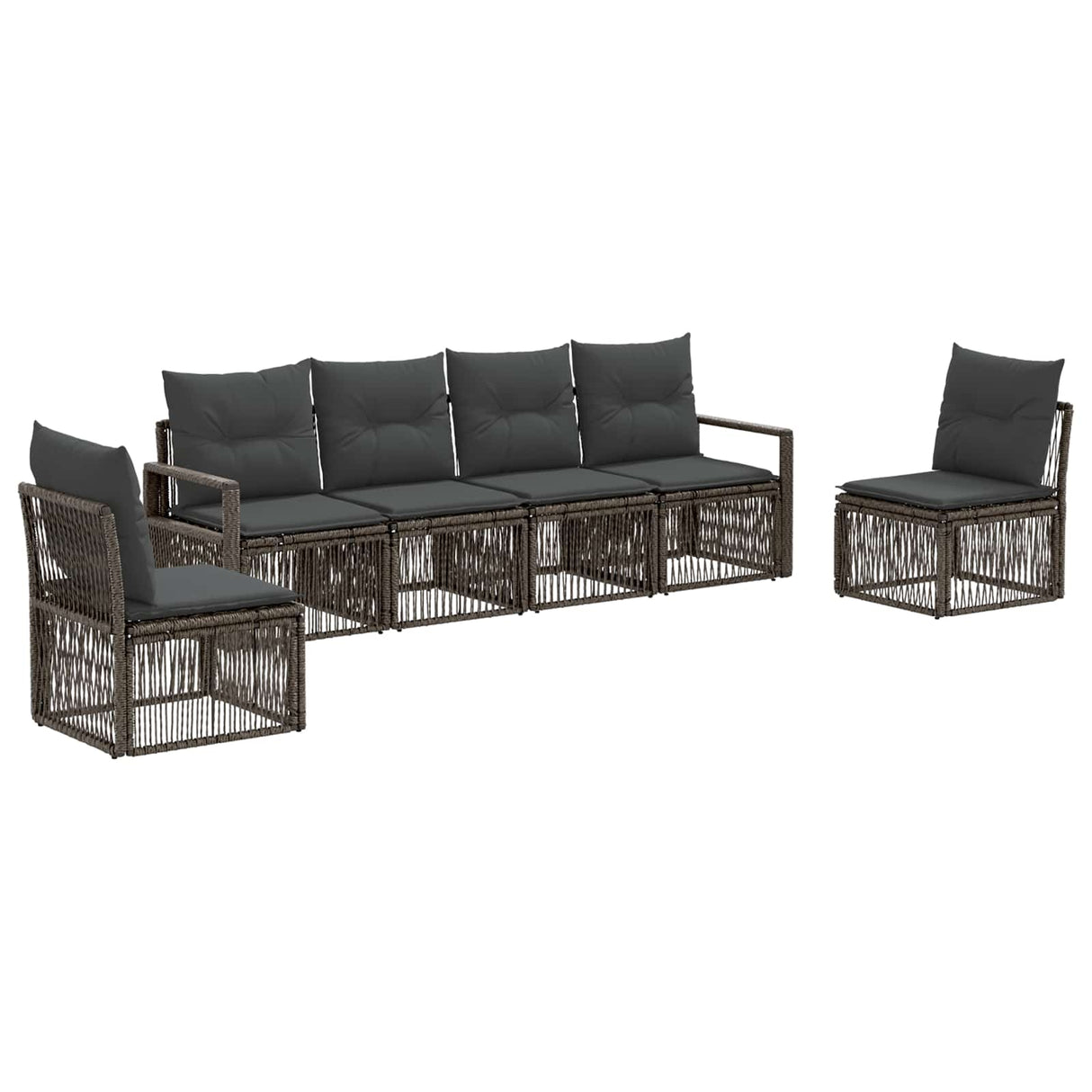 vidaXL Tuinbank Set 7 pcs Zwart poly rattan