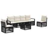 vidaXL Tuinbank Set 7 pcs Zwart poly rattan