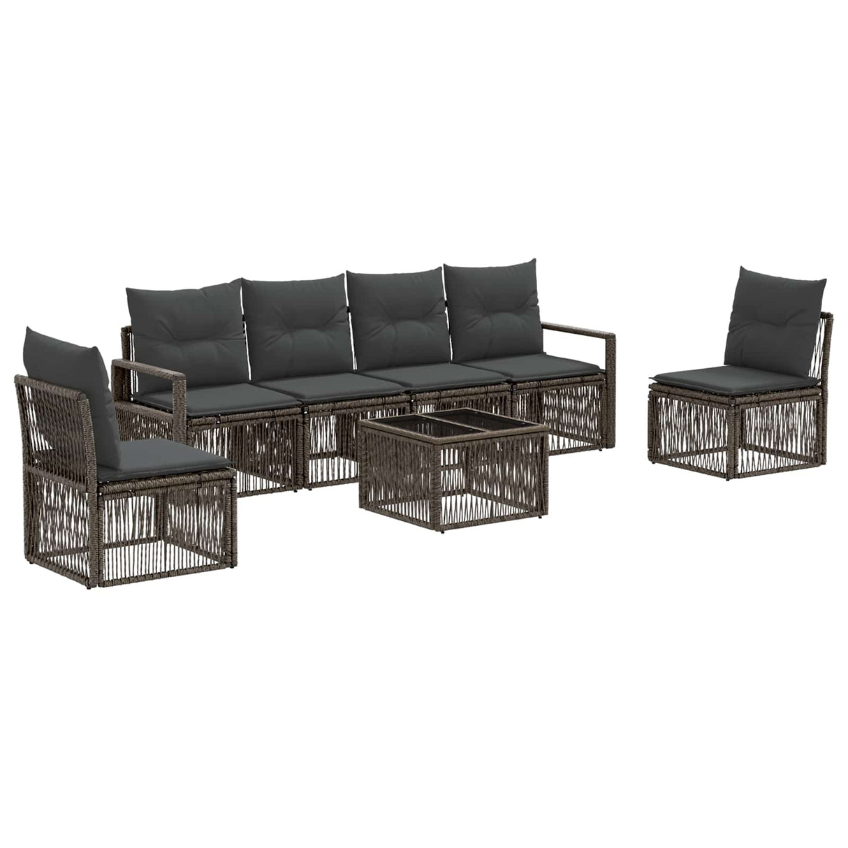 vidaXL Tuinbank Set 7 pcs Zwart poly rattan