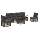vidaXL Tuinbank Set 7 pcs Zwart poly rattan