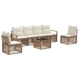 vidaXL Tuinbank Set 7 pcs Zwart poly rattan