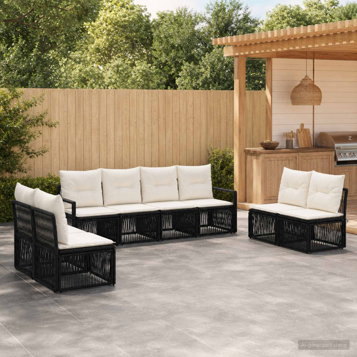 vidaXL Garden Lounge Set 9 pcs Black poly rattan
