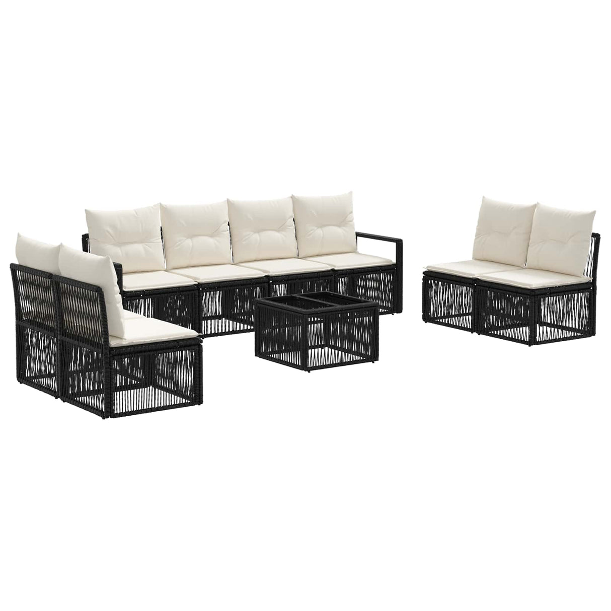 vidaXL Garden Lounge Set 9 pcs Black poly rattan