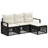 vidaXL Tuinbank Set 5 pcs Zwart poly rattan