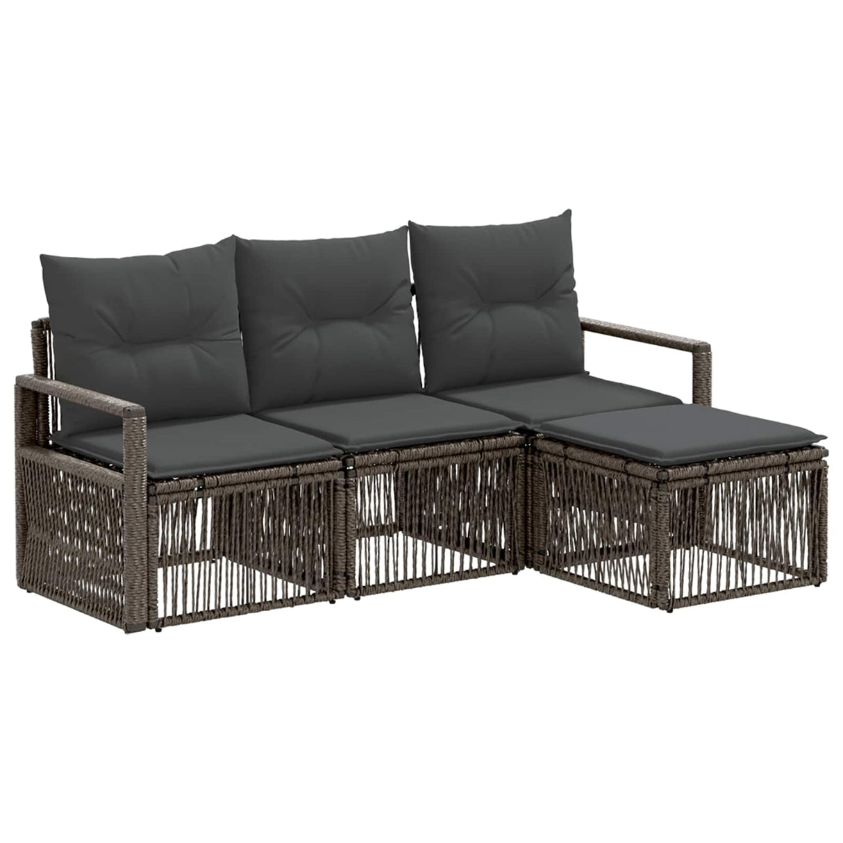 vidaXL Tuinbank Set 5 pcs Zwart poly rattan