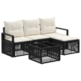 vidaXL Tuinbank Set 5 pcs Zwart poly rattan