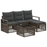 vidaXL Tuinbank Set 5 pcs Zwart poly rattan