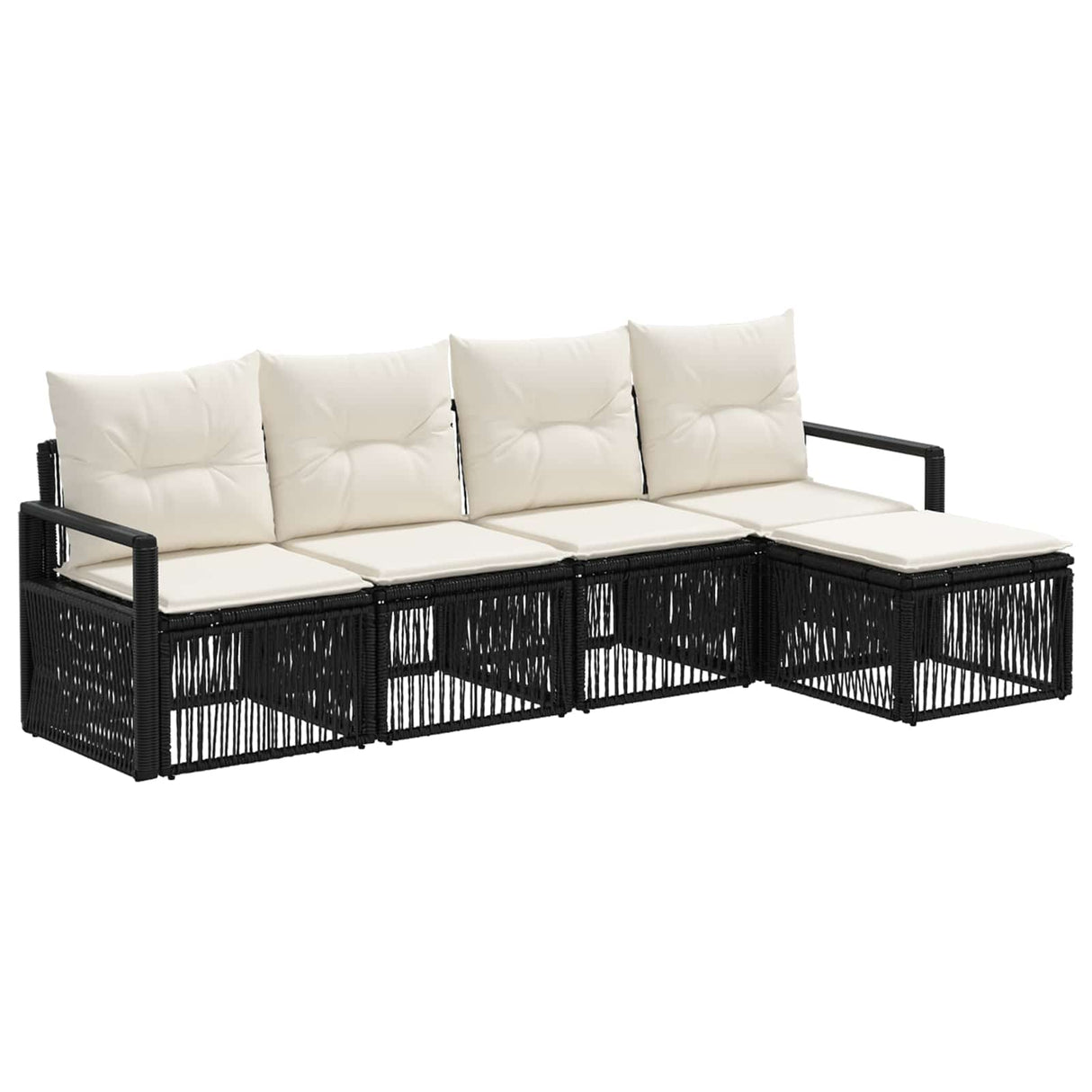 vidaXL Tuinbank Set 6 pcs Zwart poly rattan