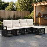 vidaXL Tuinbank Set 6 pcs Zwart poly rattan
