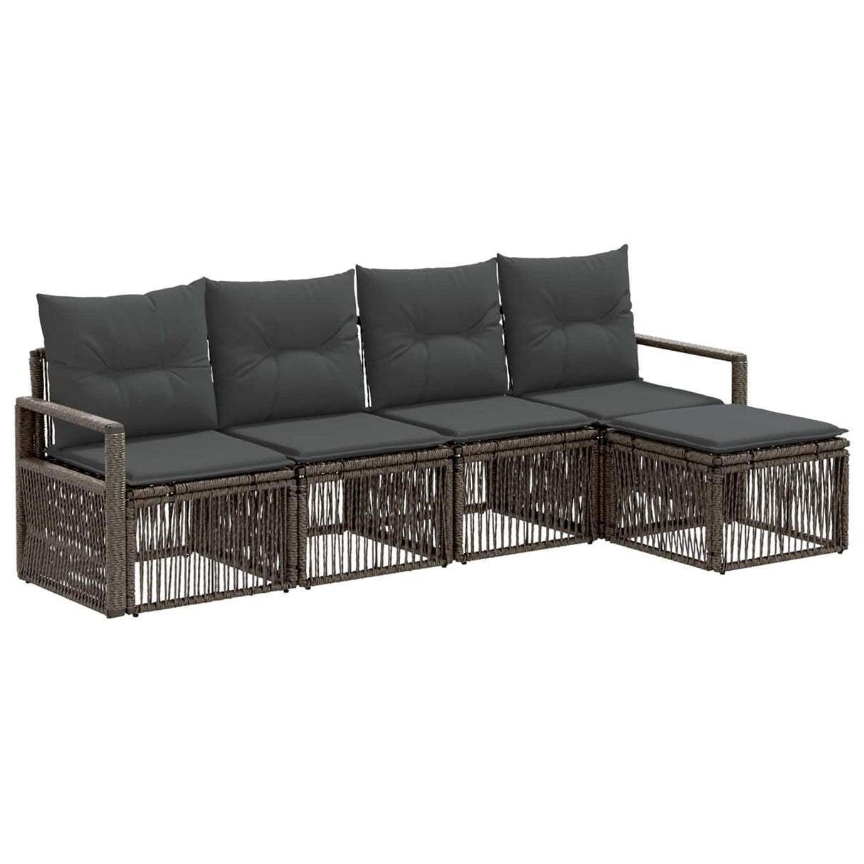 vidaXL Tuinbank Set 6 pcs Zwart poly rattan
