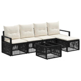 vidaXL Tuinbank Set 6 pcs Zwart poly rattan