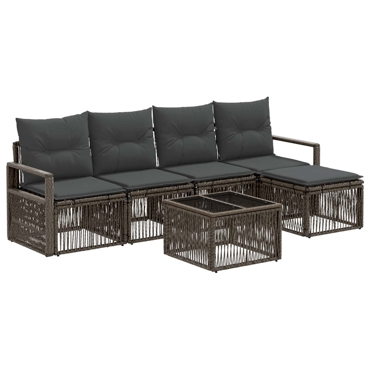 vidaXL Tuinbank Set 6 pcs Zwart poly rattan