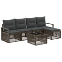vidaXL Tuinbank Set 6 pcs Zwart poly rattan