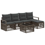 vidaXL Tuinbank Set 6 pcs Zwart poly rattan