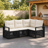 vidaXL Garden Bench Set 5 pcs Black poly rattan
