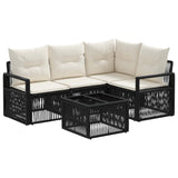 vidaXL Garden Bench Set 5 pcs Black poly rattan