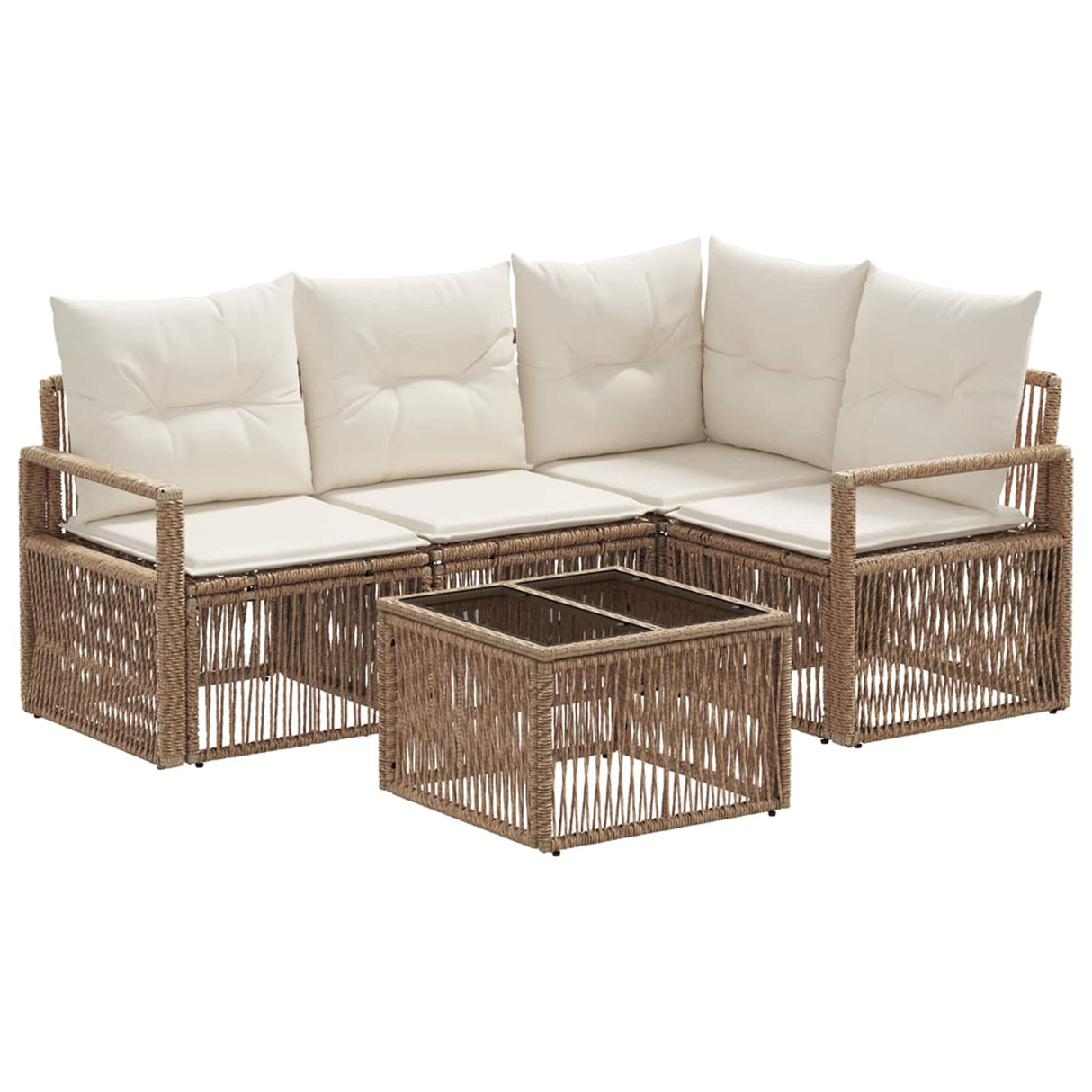 vidaXL Garden Bench Set 5 pcs Black poly rattan